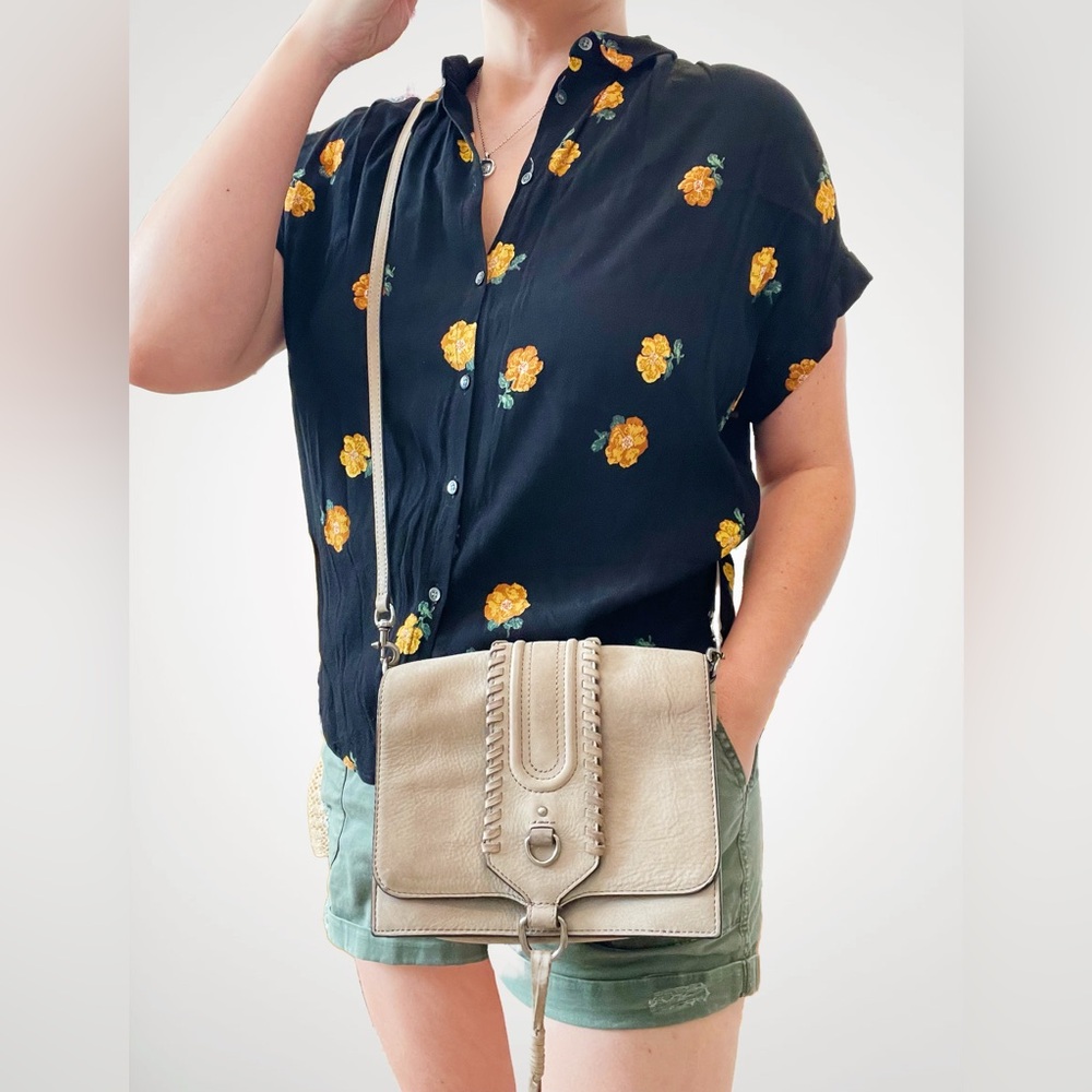 Rebecca Minkoff Paige Gusseted Convertible Crossbody Bag in Gray Suede